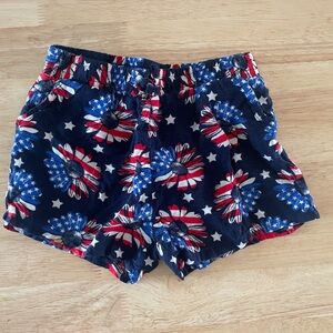 Red white and Blue Design drawstring stretch Shorts